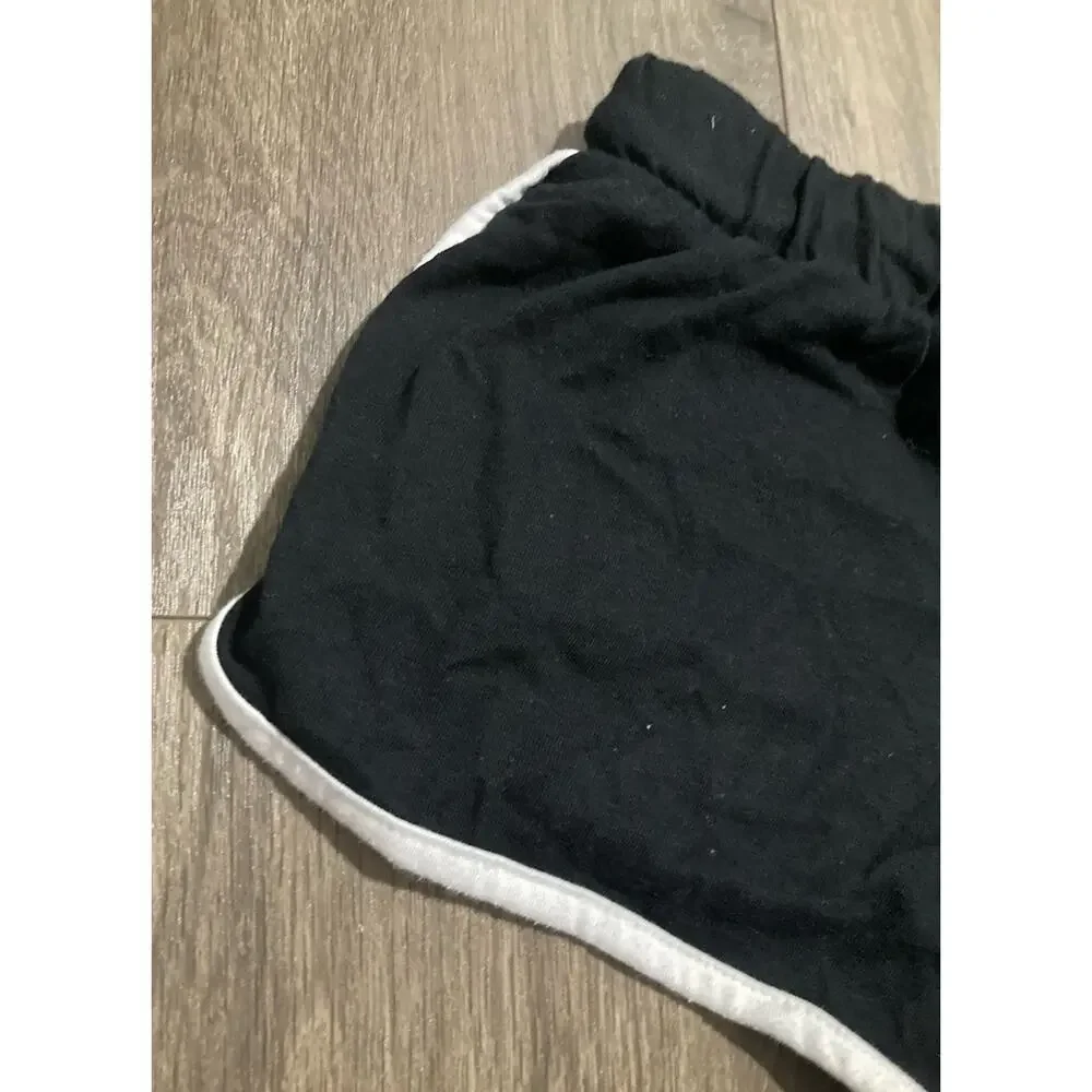 Old Navy Girls Black Shorts White Trim Size 8 Medium Cotton Blend Stretch Pocket